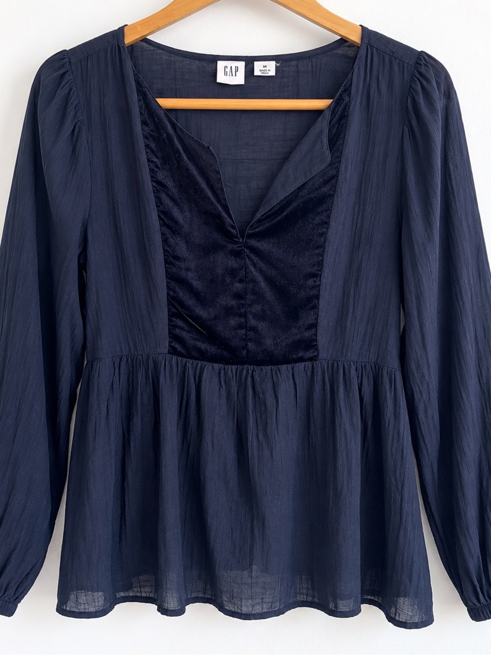 GAP Navy V-Neck Peplum Blouse